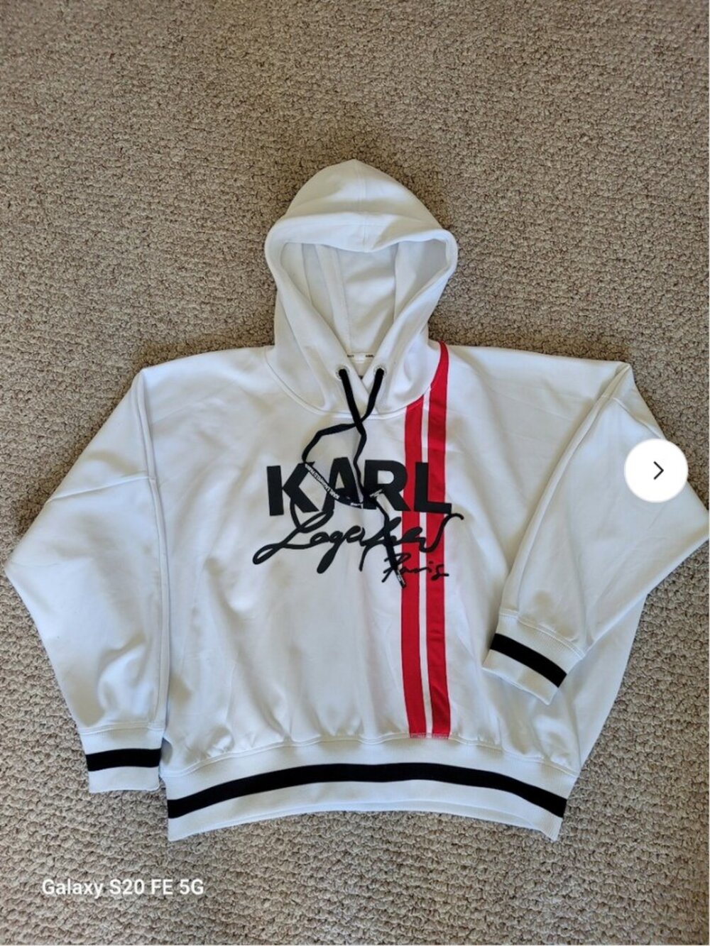 Karl Lagerfeld White Designer Signature Hoodie Pullover women's size S